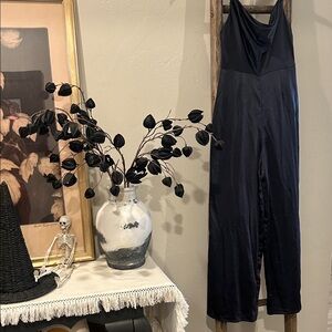 Lush Dark Navy Blue Satin Jumpsuit
